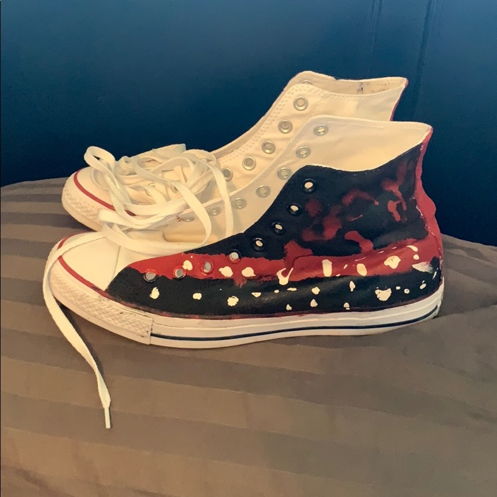 Converse Paint Splatter Custom Red Black bred